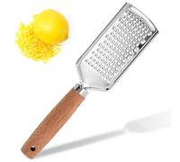 Râpe à fromage avec manche en bois pour parmesan, ail, gingembre, zeste de citron, muscade, pomme et légumes - Râpe de cuisine en acier inoxydable