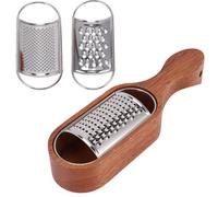 Râpe à fromage avec récipient en bois, 3 couteaux manuels avec poignée ergonomique, râpe à fromage, râpe à gingembre, outil pour parmesan, citron, chocolat, gingembre