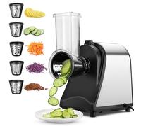 Râpe à fromage électrique 5 en 1 250 W pour salades | Coupe-légumes compact pour salades, parmesan et préparation de repas rapides, hachoir sans BPA