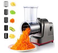 Râpe à Fromage Électrique 5 en 1, Trancheuse à Légumes, Robot Multifonction avec 5 Lames Interchangeables pour Fruits et Légumes
