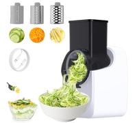 Râpe à fromage électrique rotative, râpe électrique pour cuisine avec 3 jeux de lames, râpe à fromage multi-rotative 3 en 1 pour fruits et légumes (blanc)