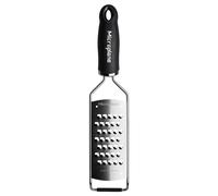 Microplane Râpe de cuisine Très Gros Grains pour les pommes de terre, courgettes, carottes, pommes, choux et fromage en Noir et en acier inoxydable