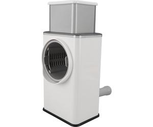Râpe à fromage manuelle rotative en acier inoxydable multifonctionnelle à manivelle pour couper les légumes, les pommes de terre, les carottes, les fruits et les noix, blanche