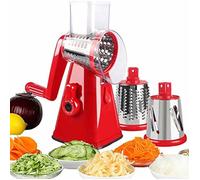 Râpe à fromage rotative Mandoline Râpe à légumes rotative manuelle avec 3 lames interchangeables, facile à utiliser (rouge)