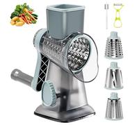 Râpe à Fromage Rotative, Râpe à Légumes Manuelle, Rapeuse Fromage | Avec 3 Lames de Tambour Détachables, Mandoline de Cuisine Manuelle Multifonction pour Fromage, Concombre, Carotte, Noix