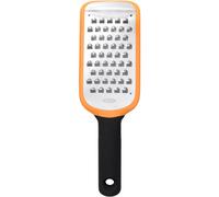 OXO Good Grips Râpe Grossière Gravée, Lame Tranchante en Acier Inoxydable pour Fromage, Légumes et Plus, Pied Antidérapant, Poignée Souple, Couvercle Clip, Râpe Manuelle de Cuisine