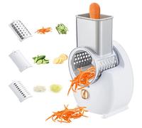 Râpe à Légumes Électrique 3 en 1 Coupe-Légumes Électrique Multifonction avec 5 Lames Interchangeables pour Fromage Concombre Carotte