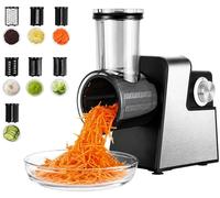 Râpe à légumes électrique, 300W, 7 lames, en acier inoxydable, noire
