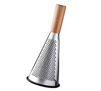 Râpe conique avec poignée en bois pratique pour trancher et râper en acier inoxydable Gadget de cuisine pour carotte pommes de terre
