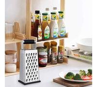 Râpe de cuisine Unyqoos® 4-en-1 en acier inoxydable (430) – 4 lames pour râper et couper, manche en caoutchouc ergonomique, base antidérapante, lavable au lave-vaisselle