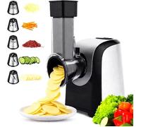 Râpe Électrique 150W-5-En-1 Multifonctions|Coupe-Légumes Avec 5 Disques|Pour Fruits,Légumes,Fromage|Compatible Lave-Vaisselle,