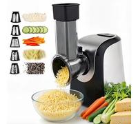 Râpe Électrique 5 en 1 150W, Coupe-Légumes avec 5 Lames en Acier Inoxydable pour Fromage, Fruits et Légumes, Sans BPA & Lavable au Lave-Vaisselle