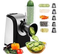 Râpe électrique - Robot de cuisine pour légumes - Préparation de repas - Multifonction 5-en-1 - 150 watts - Argent