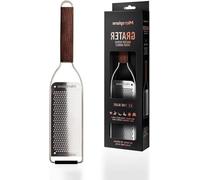 Râpe Microplane pour cuisine - idéale pour les fromages durs, les agrumes, l'ail et les piments - Série Master, bois de noyer/acier inoxydable