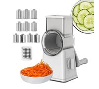 Râpe rotative - Râpe à tambour 6 en 1 | Coupe-légumes et trancheuse à fromage multifonction avec, coupe-légumes manuel pour noix et parmesan, coupe-tambour sûr avec ventouse, blanc