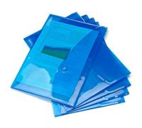 Rapesco 0687 ECO Pochette à Bouton Pression Recy A4+, Lot de 5 | Bleu Transparent Vif