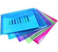 Rapesco 0689 ECO Pochette à Bouton Pression Recy A5, Lot de 5 | Matériau Recy ouleurs Transparentes Assorties
