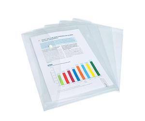 Rapesco 0695 ECO Pochette à Bouton Pression, A4+, Transparent, Lot de 5 | Matériau Recyclé