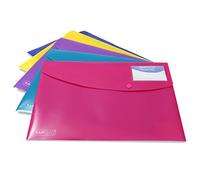 Rapesco 0701 ECO Pochette à Bouton Pression ID, A4, Lot de 5 | Matériau Recy ouleurs Solides Assorties