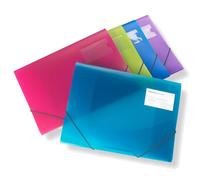 Rapesco 0719 Chemise Porte-documents à Trois Rabats, A4+, Couleurs Vives Transparentes Assorties, Lot de 5