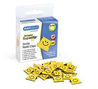 Rapesco Clips à documents Supaclip 40 motif Smile Jaune - Lot de 100