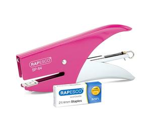 Rapesco 1382 SP-64 Pince-Agrafeuse et 1000 Agrafes Type 21/4 mm, Fuschia | Capacité 12 Feuilles