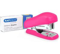 Rapesco 1412 Bug Mini Agrafeuse et 1000 Agrafes de Type 26/6 mm, Capacité de 12 Feuilles, Rose Vif