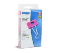 Rapesco 1426 Pinces à Double Clip Cœurs 32 mm, Fuchsia, Lot de 20