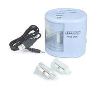 Rapesco 1447 PS12-USB Taille-Crayon Électrique Automatique, Bleu Pastel | à Utiliser avec Câble USB (inclus) ou Piles (non inclus)