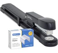 Rapesco 1464 Germ-Savvy Antibactérien, Marlin Agrafeuse Long-Bras et 5000 agrafes 26/6 mm, Noir