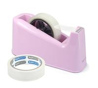 Rapesco 1487 Dévidoir de Ruban Adhésifs 500 et 2 Rouleaux, Rose Pastel | Usage Intensif