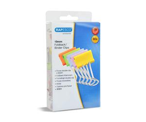Rapesco 1492 Pinces à Double Clip 19 mm, Couleurs Assorties, Lot de 80 | Couleurs assorties, capacité 75 feuilles