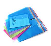 Rapesco 1494 ECO Pochette à Bouton Pression Recy A4+, Lot de 20 | Couleurs Transparentes Assorties