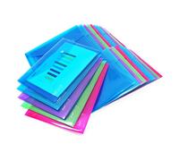 Rapesco 1498 ECO Pochette à Bouton Pression Recy A5, Couleurs Vives Transparentes Assorties, Lot de 25
