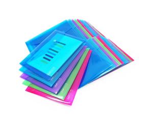 Rapesco 1499 ECO Pochette à Bouton Pression Recy A5, Lot de 50 | Couleurs Transparentes Assorties