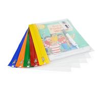 Rapesco 1502 Pochette Document Zippi, Zip en Métal, A5, Lot de 5 | Transparent avec Bandes de Couleurs Assorties