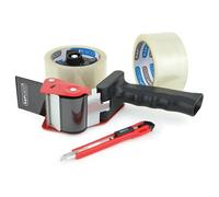 Rapesco 1557 Dévidoir de Ruban Adhésif d'Emballage 960 et 2 Rouleaux | Fournie avec 2 Ruban d'Emballage Transparent, Protection Antibactérienne Germ-Savvy
