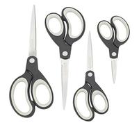 Rapesco 1574 Ciseaux Poignées Souples, Noir/Gris Clair, Lot de 4