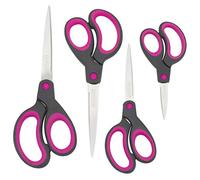 Rapesco 1575 Ciseaux Poignées Souples, Noir/Rose Fuschia, Lot de 4