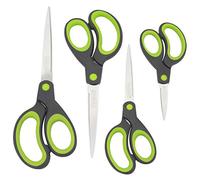 Rapesco 1576 Ciseaux Poignées Souples, Noir/Vert, Lot de 4