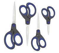 Rapesco 1578 Ciseaux Poignées Souples, Noir/Bleu, Lot de 4