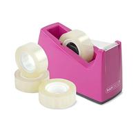 Rapesco 1621 Dévidoir de Ruban Adhésif 300 et 4 Rouleaux, Rose Vif | Noyau de 25 mm