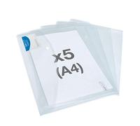 Rapesco 1629 ECO Pochette à Bouton Pression ID, A4, Transparent, Lot de 5 | Matériau Recyclé