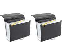 Rapesco 1638 Trieur à Soufflets Extensible 13 Compartiments, Protection Antibactérienne, A4, Noir (Lot de 2)