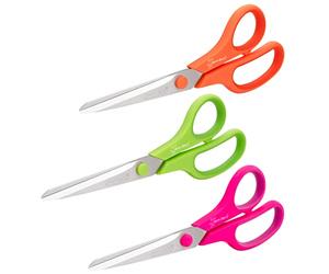 Rapesco 1667 Ciseaux 21 cm, Lames en Titane, Poignées Souples, Lot de 3 | Couleurs Assorties, Protection Antibactérienne Germ-Savvy