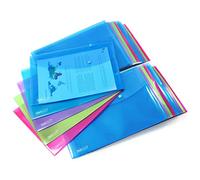 Rapesco 1678 ECO Pochette à Bouton Pression Recy A4+, Couleurs Assorties, Lot de 40