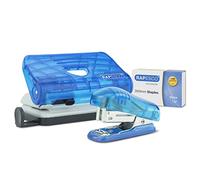 Rapesco 1719 Set Bug Agrafeuse et 810-P Perforatrice 2 Trous avec 1000 Agrafes 26/6 mm, Bleu Transparent