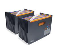Rapesco 1729 SupaFile Trieur à Soufflets, 13 Compartiments, A4, Lot de 2 | Extensible, Noir