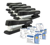 Rapesco 1733 6 Agrafeuses Marlin et 12 Boîtes de 1000 Agrafes 26/6 mm | Capacité 25 feuilles, Business Pack, Protection Antibactérienne Germ-Savvy, Noir