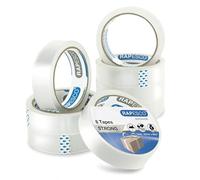 Rapesco 1808 Rouleaux de Ruban Adhésif, 25 mm x 66 m, Lot de 8 | Recharges Transparentes, Noyau de 3" (76 mm)